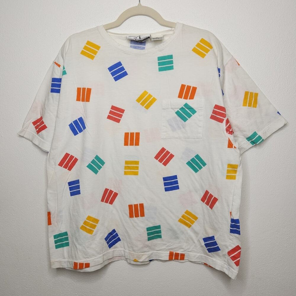 Vintage 80s Abstract Squares Art Skate Surf AOP All Over Large Pocket Hippie